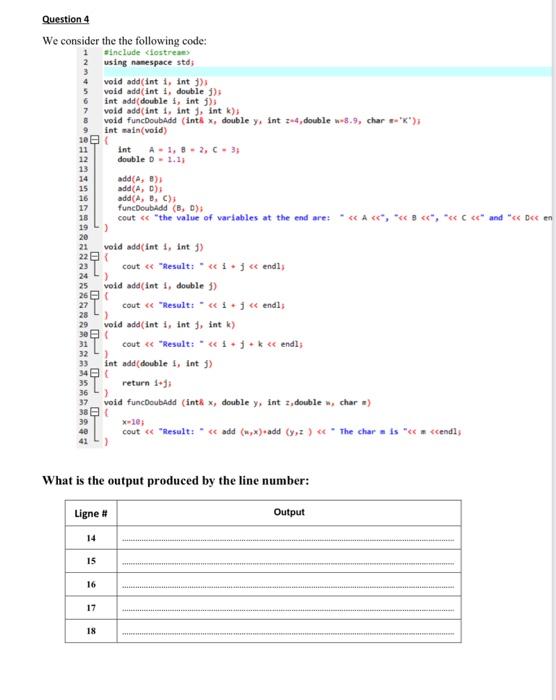 Solved 2 Question 4 We consider the the following code: | Chegg.com