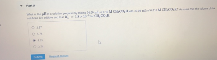 Solved Part A What is the pH of a solution prepared by | Chegg.com