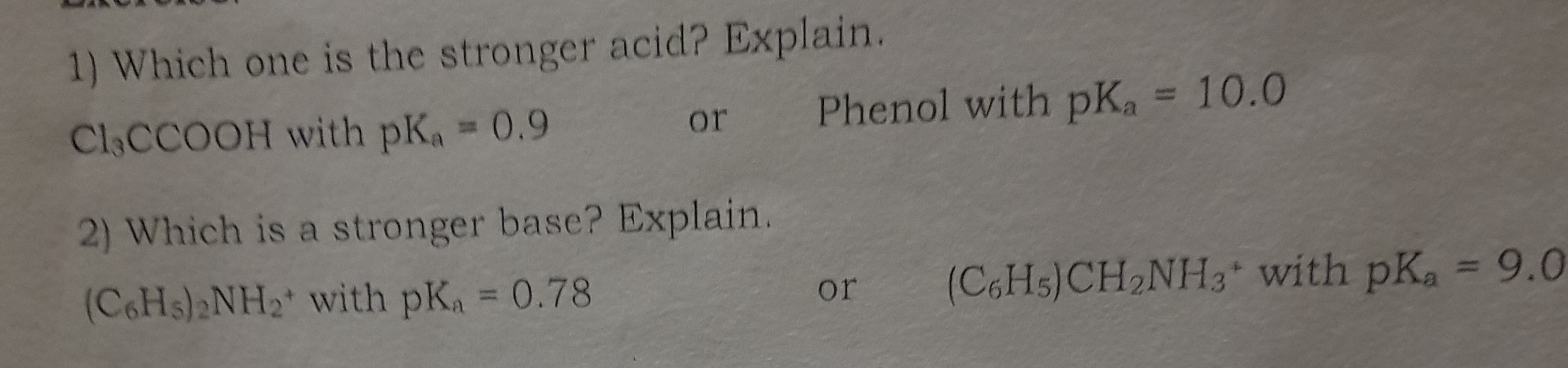 Solved Which one is the stronger acid? Explain.Cl3CCOO H | Chegg.com