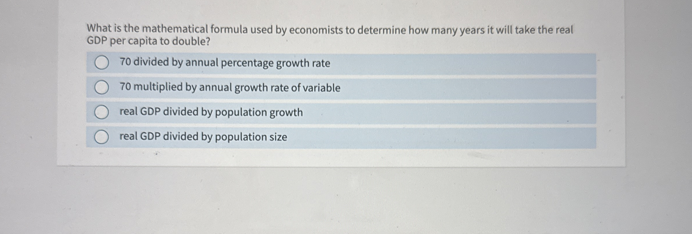 Solved What is the mathematical formula used by economists