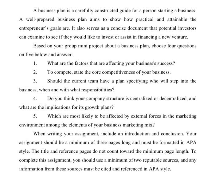 how should a business plan be written and prepared brainly