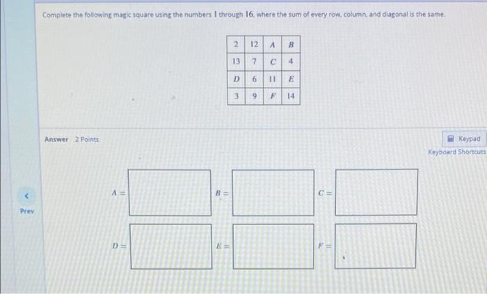 solved-complete-the-following-magic-square-using-the-numbers-chegg