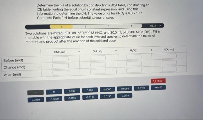 Solved Determine the pH of a solution by constructing a BCA | Chegg.com