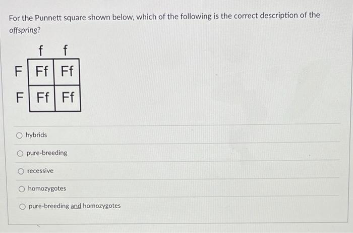 Solved For the Punnett square shown below, which of the | Chegg.com