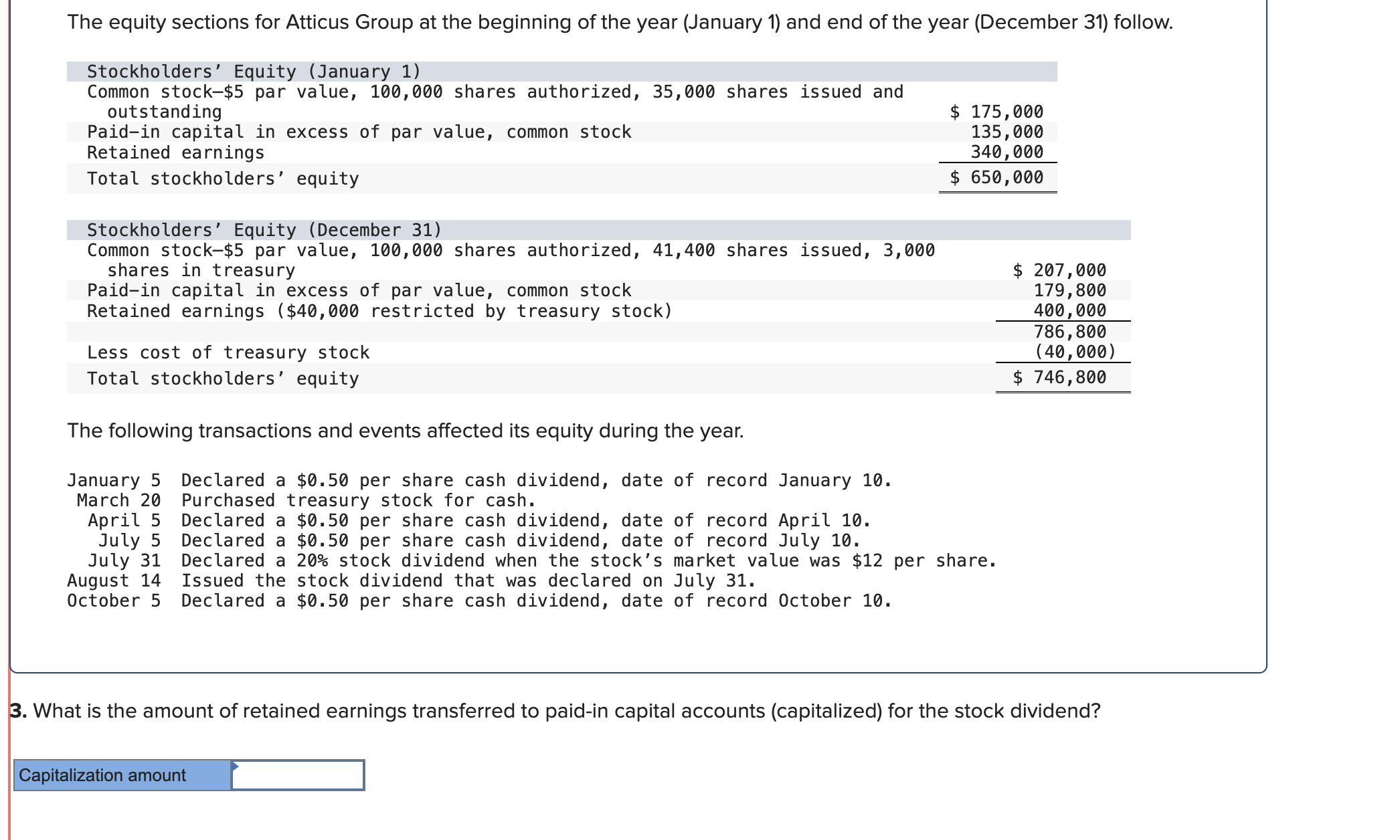 The equity sections for Atticus Group at the