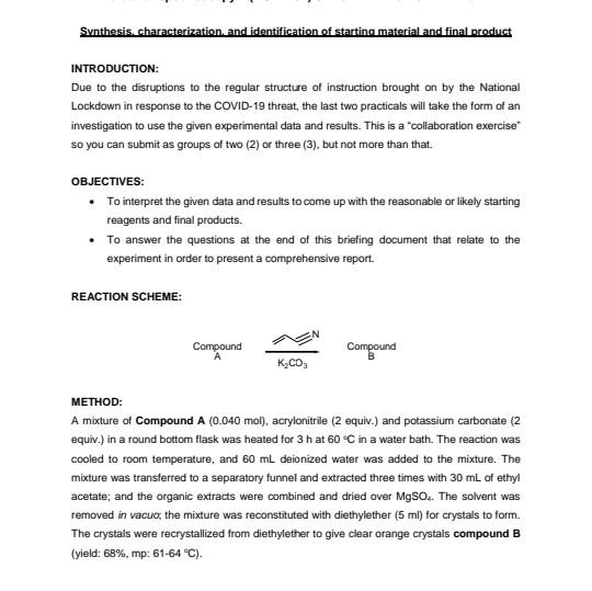 Synthesis Characterization And Identification Of | Chegg.com