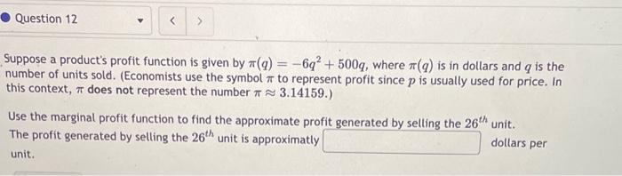 Solved Suppose a product's profit function is given by | Chegg.com