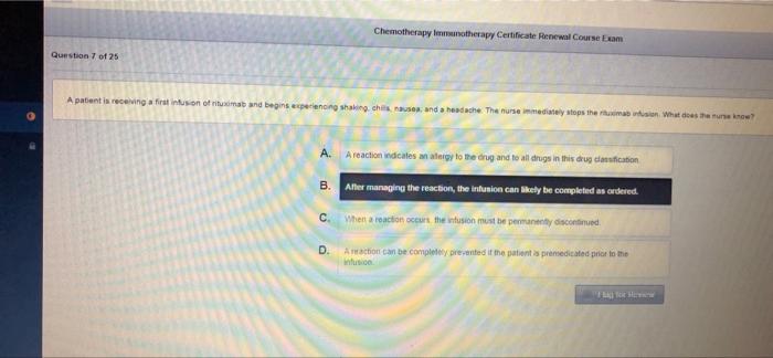 Solved Chemotherapy Immunotherapy Certificate Renewal Course | Chegg.com