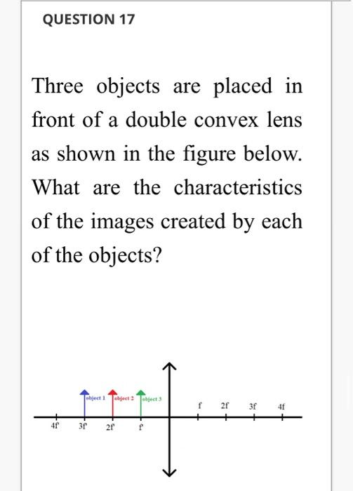 Solved QUESTION 17 Three objects are placed in front of a | Chegg.com
