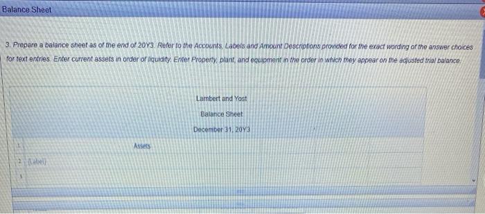 Solved Lambert and Yost ADJUSTED TRIAL BALANCE December 31, | Chegg.com