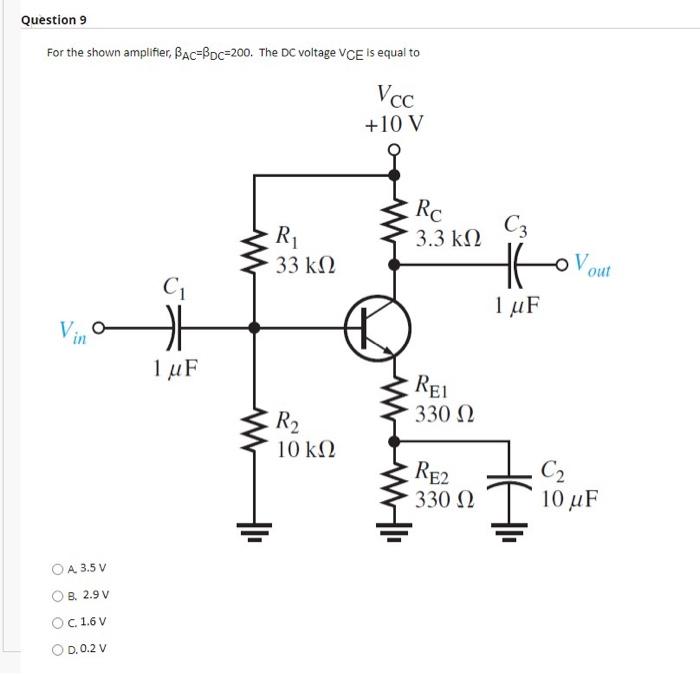 Solved For the shown Amplifier (assume IE=2.5 mA ), the | Chegg.com