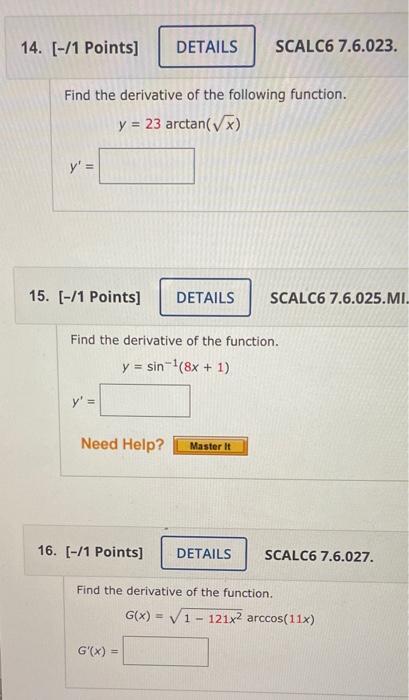 find the derivative of the function. y = 23 arctan x