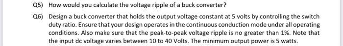 Solved Q5) How would you calculate the voltage ripple of a | Chegg.com