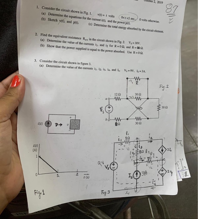 Solved October 2, 2019 1. Consider the circuit shown in Fig. | Chegg.com