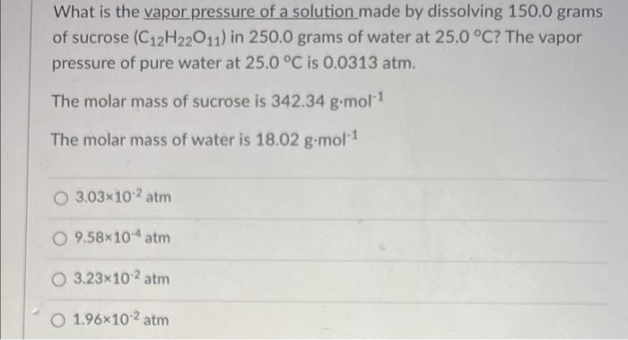 Solved What Is The Vapor Pressure Of A Solution Made By | Chegg.com