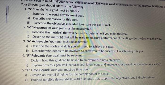 Solved Your SMART goal should address the following: 1. 