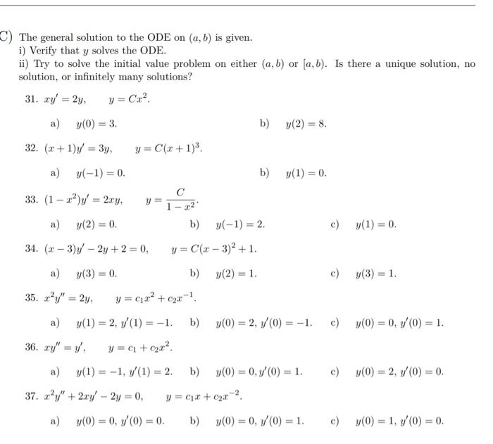 Solved C The General Solution To The Ode On A B Is Chegg Com