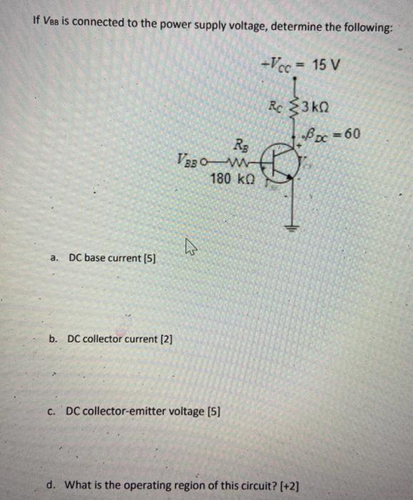 Solved If Vbb is connected to the power supply voltage, | Chegg.com