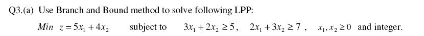 Solved Use Branch and Bound method to solve following LPP: | Chegg.com