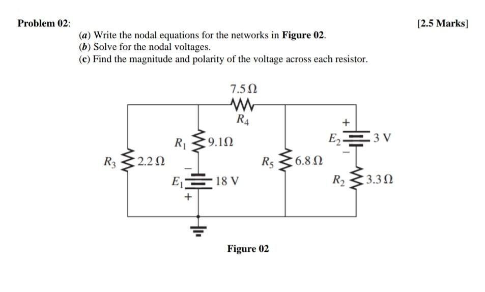 Solved Problem 02: [2.5 Marks) (a) Write the nodal equations | Chegg.com