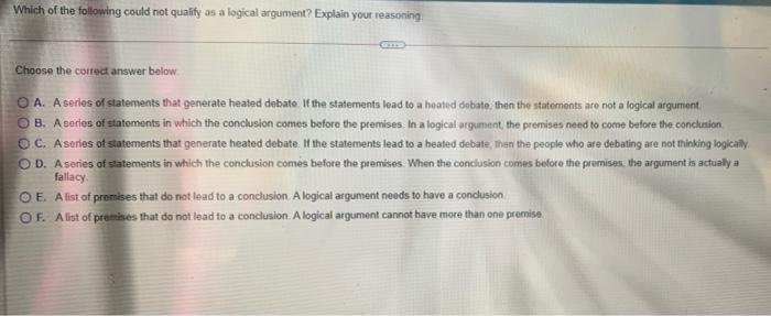 Solved Which of the following could not qualify as a logical | Chegg.com