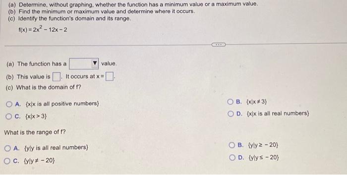 how to find the maximum value of a function without graphing