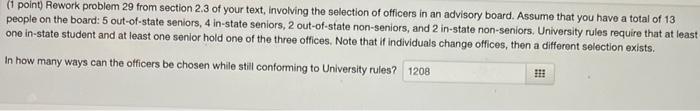 Solved (1 point) Rowork problem 29 from section 2.3 of your | Chegg.com