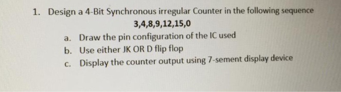 Solved design a 4-bit sychronous irregular counter in the | Chegg.com