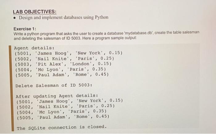 Solved LAB OBJECTIVES: • Design and implement databases | Chegg.com