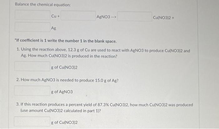 cu agno3 cu no3 2 ag balance the equation