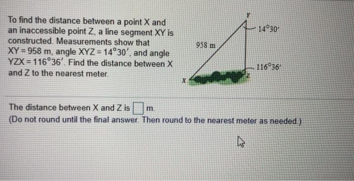 Solved 14°30 To find the distance between a point X and an | Chegg.com