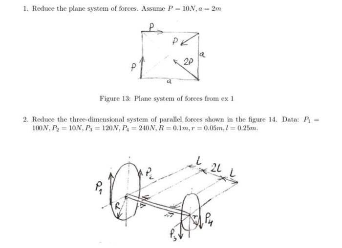 Solved 1. Reduce the plane system of forces. Assume P=10 | Chegg.com