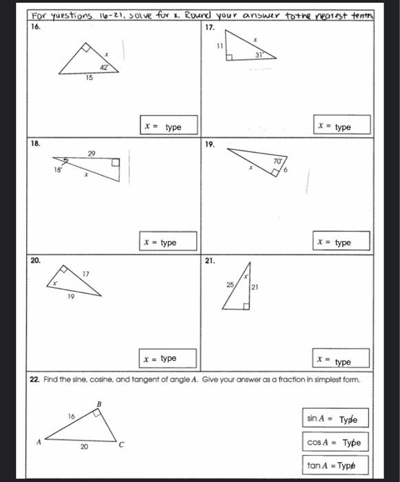 Solved Directions: For questions 1-4, solve for x. Round | Chegg.com