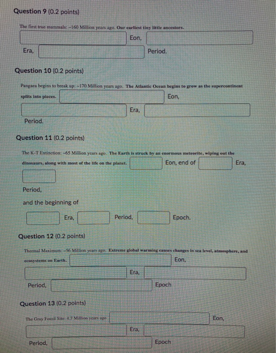 Solved Using the Geologic Time Scale provided, give the | Chegg.com
