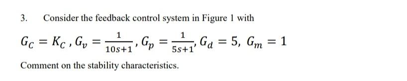 Solved 3. Consider the feedback control system in Figure 1 | Chegg.com