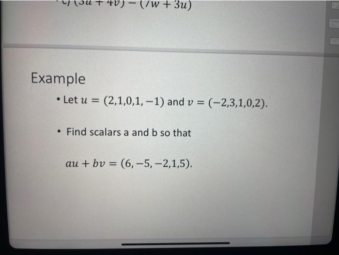 Solved Example • Let U = (-3,1,2,4,4), V = (4,0,-8,1,2), And | Chegg.com