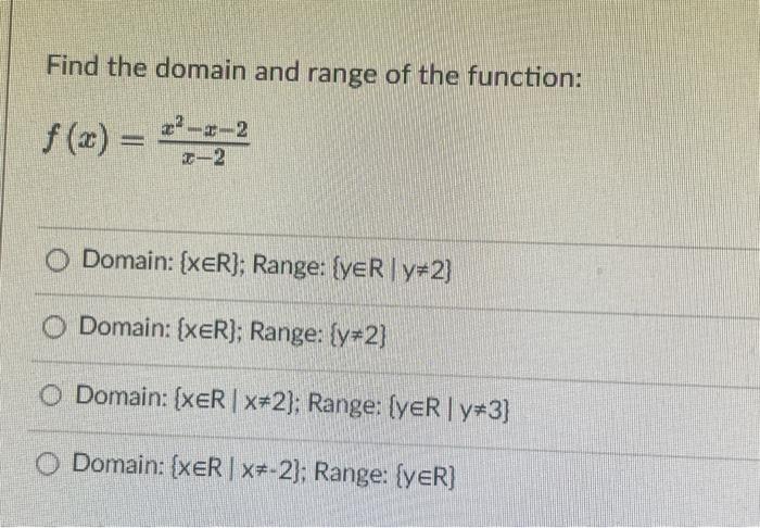 Solved Find the domain and range of the function: | Chegg.com