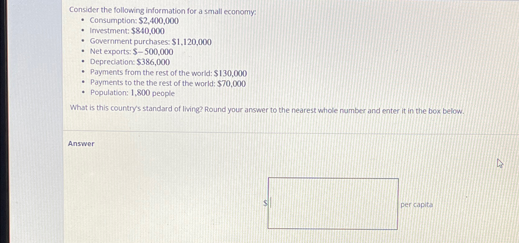 Solved Consider the following information for a small | Chegg.com