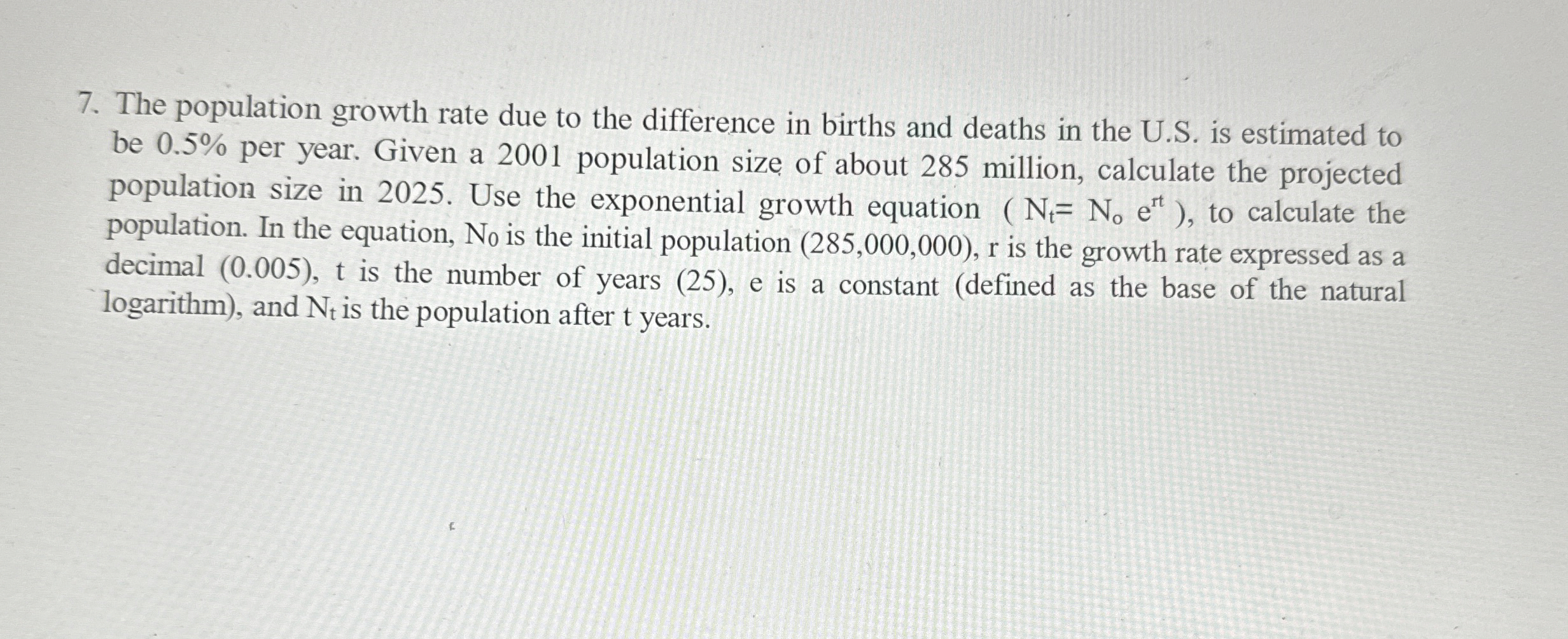 Solved The population growth rate due to the difference in | Chegg.com