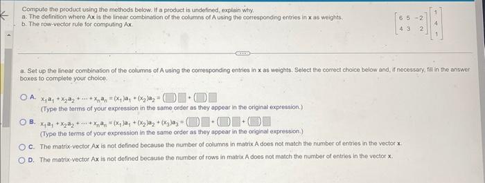 Solved Compute The Product Using The Methods Below. If A | Chegg.com