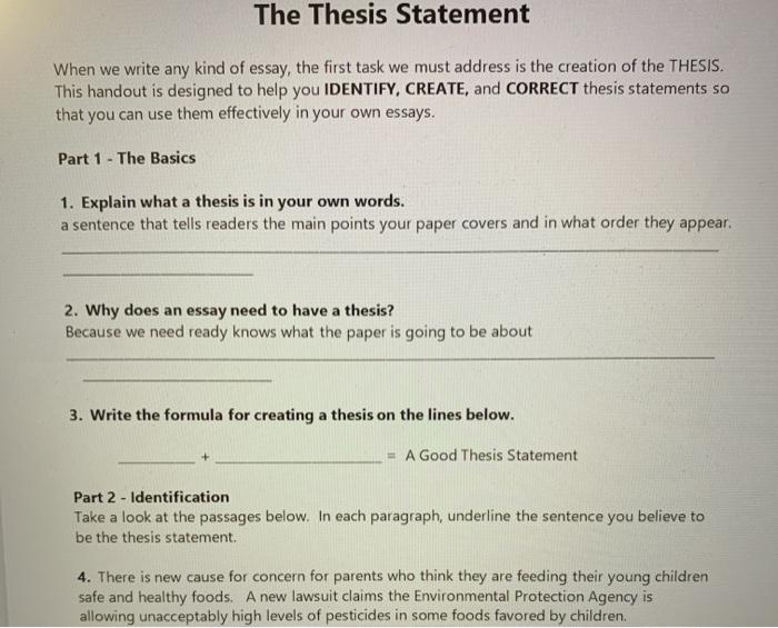 how do you create a thesis statement