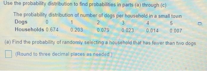 Solved Use the probability distribution to find | Chegg.com