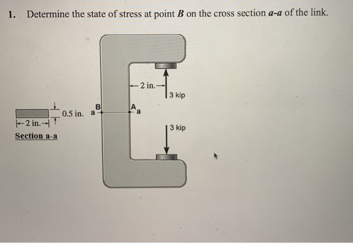 Solved 1. Determine the state of stress at point B on the | Chegg.com