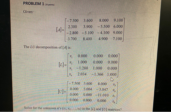 Solved PROBLEM 1 (20 points) Given: 1-7.500 3.600 8.000 | Chegg.com