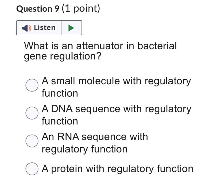 Solved What is an attenuator in bacterial gene regulation? A