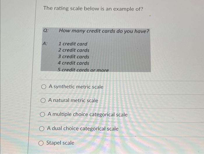 Solved The rating scale below is an example of? Q: How many | Chegg.com