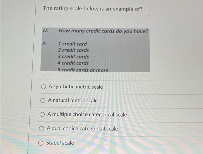 EXAMPLE OF METRIC'S SCALE