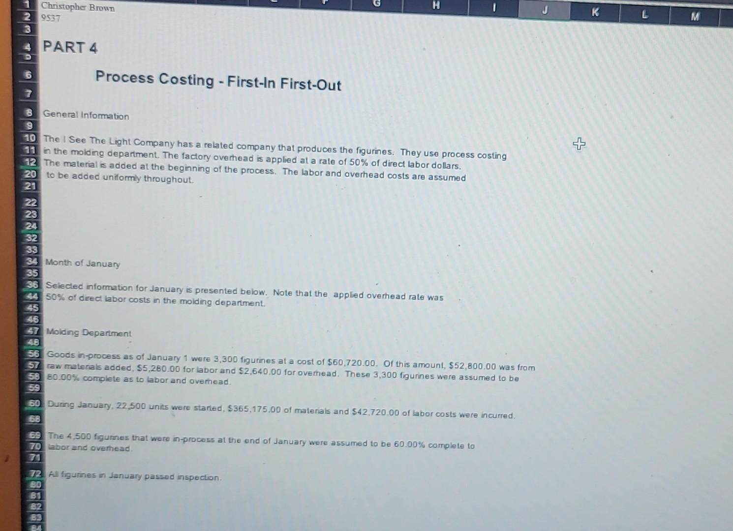 Solved MOLDING Physical Flow of Units WorkinProcess