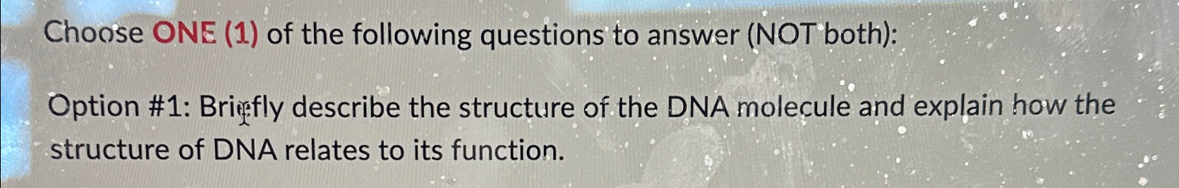 Solved Choose ONE (1) ﻿of the following questions to answer | Chegg.com