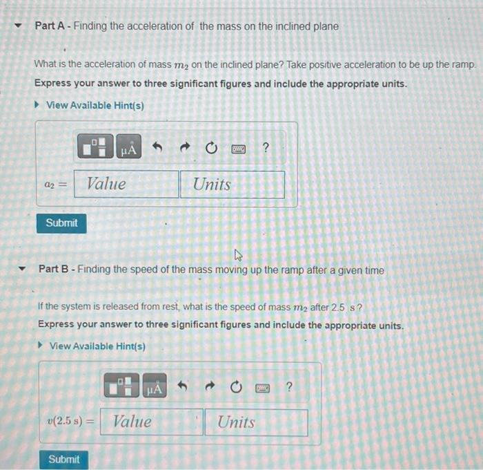 Solved Part A - Finding The Acceleration Of The Mass On The | Chegg.com